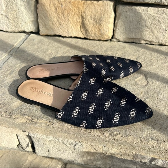 Madewell leather sole textile body pointy toe mule slide on flats Sz 7.5 - Picture 6 of 6